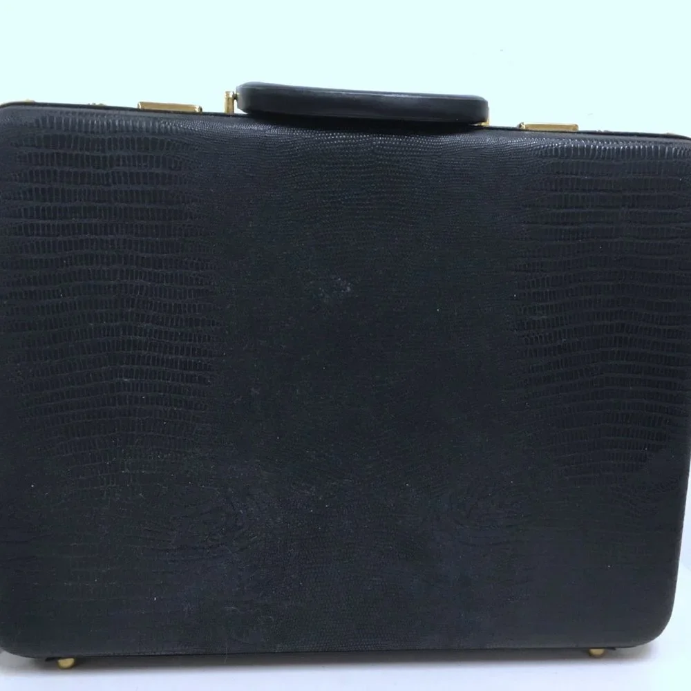 Amniet crocodile belly leather black briefcase attache case New Opus